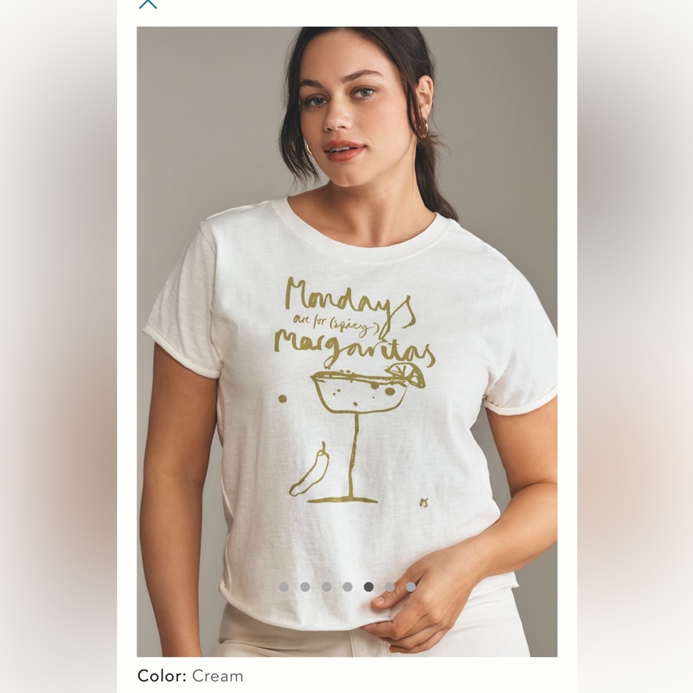 Anthro Olivia Sewell Graphic Tee - Mondays are for spicy Margaritas  Size 1X